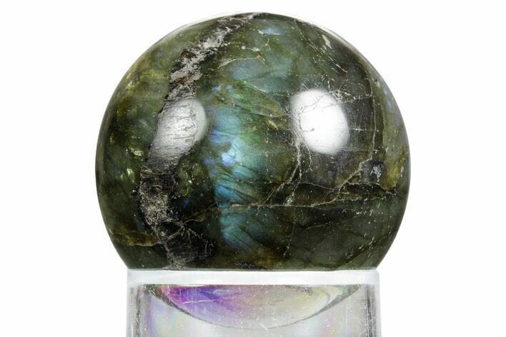 Flashy, Polished Labradorite Sphere - Great Color Play #350062